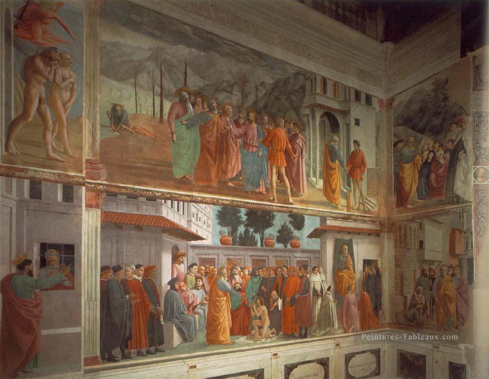 Fresques dans la Cappella Brancacci vue gauche Christianisme Quattrocento Renaissance Masaccio Peintures à l'huile